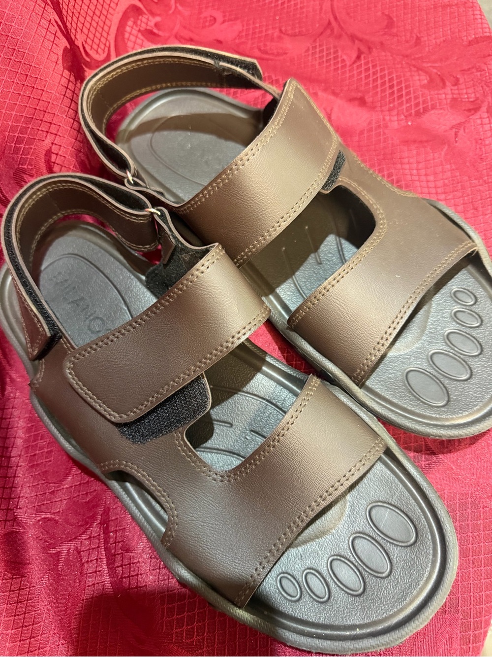 Mens Brown Velcro Sandals